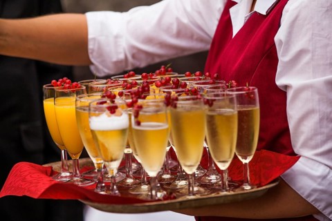 Glasses of champaign being served