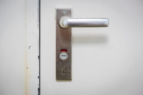 Locked door of a school toilet