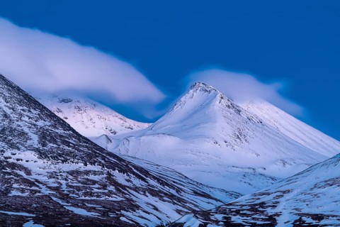 Evening atmosphere in the Acre Massif, Stora Sjöfallet National Park, Laponia World Heritage Site,