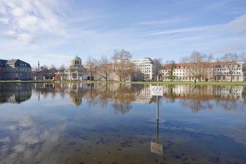 Eckensee in the castle park, castle, park, municipal park, Stuttgart, Germany, Europe
