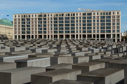 Landmark, Holocaust Memorial in autumn, Memorial to the Murdered Jews of Europe, Berlin, Germany,