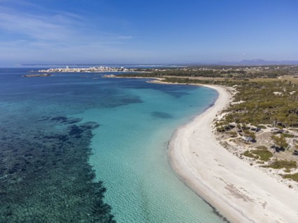 Es Carbo beach, Virgin sand beach without people, Ses Salines, Mallorca, Balearic Islands, Spain,