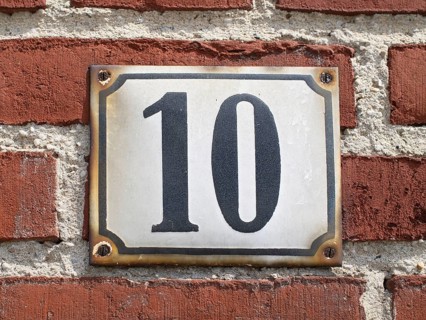 Vintage, house number plate, number 10, digit, anniversary, birthday, North Rhine-Westphalia,