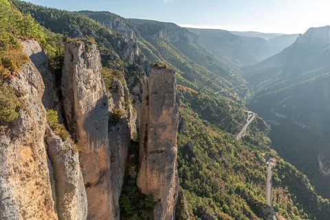 Landscape of a wild and preserved valley, canyon in the Cevennes national park. biosphere reserve