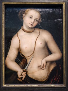 Lucretia, oil on beech panel, 1534, Lucas Cranach the elder, Museo de Bellas Artes, Bilbao, Spain,