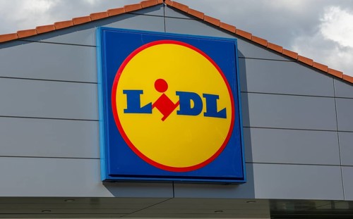 Nova Bana, Slovakia, March, 18, 2022 : Lidl shop Sign. Brand logo. Lidl is a German international