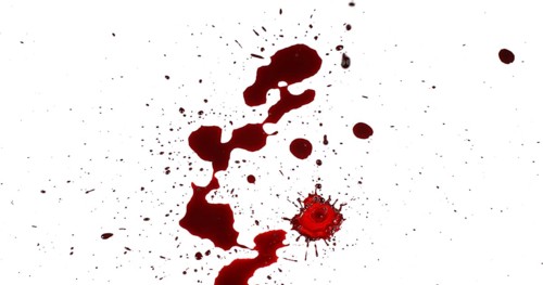 Blood Dripping against White Background