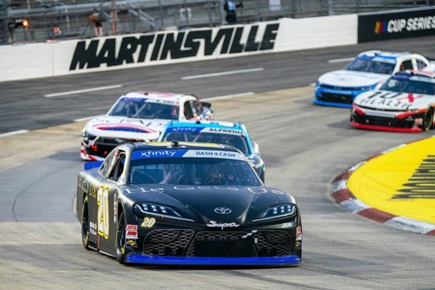 Aric Almirola races for position for the DUDE Wipes 250 in Martinsville, VA, USA, North America
