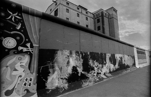 Germany, Berlin, 13.08.1991, East Side Galerie, Totaldemokrat has painted over a piece of wall art,