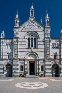 Neogothic Sanctuary of Nostra Signora di Montallegro at the top of a hill over the village of