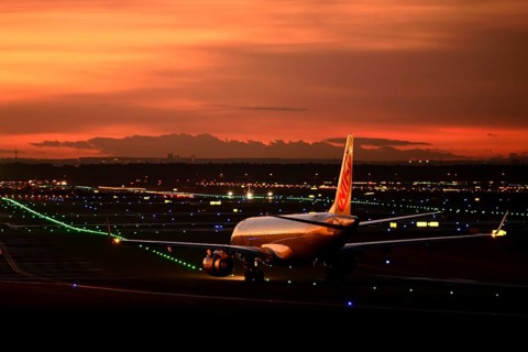Frankfurt Airport in the evening