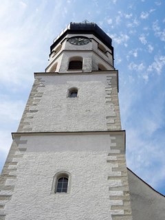 Church tower, Augustinian Canons' Monastery, Öhningen, Lake Constance, Baden-Württemberg, Germany,