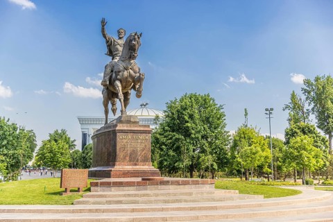 Statue of the legendary Tamerlane Amir Temur on Horseback