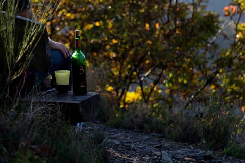 A bottle of red wine on the red wine hiking trail