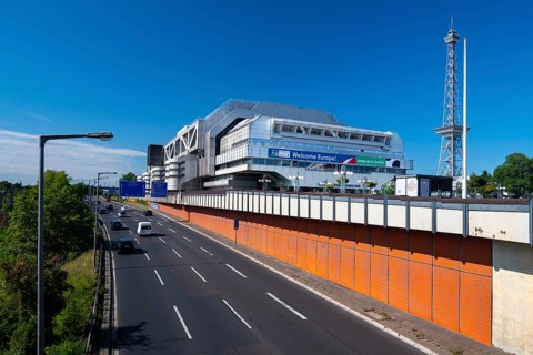 ICC, International Congress Centre, Radio Tower and A100 city motorway, Westend, Berlin, Germany,