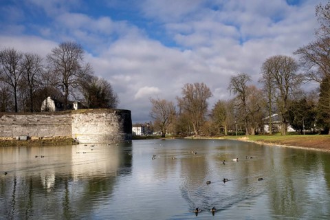 Part of the old fortifications in the city parc of Maastricht which is the capital city of the