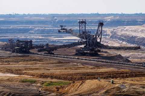 Large excavator in the Garzweiler open-cast lignite mine, Rhenish lignite mining area, Germany,