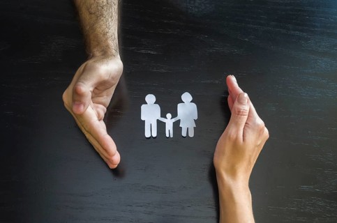 Great concept of family and protection with the hands