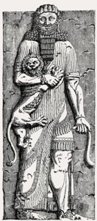 Gilgamesh, major hero in ancient Mesopotamian mythology or Enkidu as Master of Animals