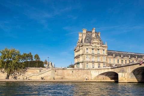 View of buildings on the Seine in Paris, France, Europe