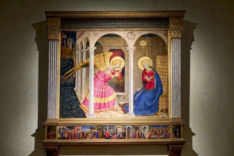 Cortona Arezzo Tuscany Italy. The Annunciation of Cortona is a panel-painting altarpiece or retable