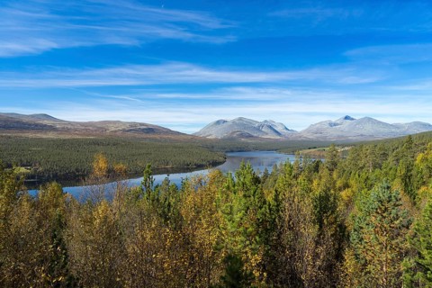 View from Sohlbergplassen over the Atnsjøenlake on Rondane National Park, National Tourist Route,