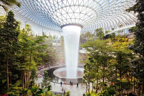 Changi, Singapore, November 26 2019: The world famous Jewel at Changi Airport, which is the world's