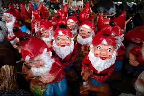 Garden gnomes for sale, former border crossing from Germany to Czechoslovakia, Bayerisch