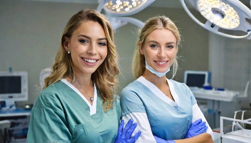 AI generated, RF, woman, woman, doctor, doctor, two, 30-35, years, attractive, attractive, doctor's