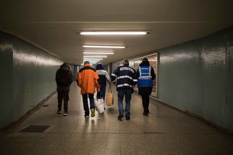 Germany, Berlin, 25 November 2018, Kältebus of the Berlin City Mission, Amrumer Straße underground
