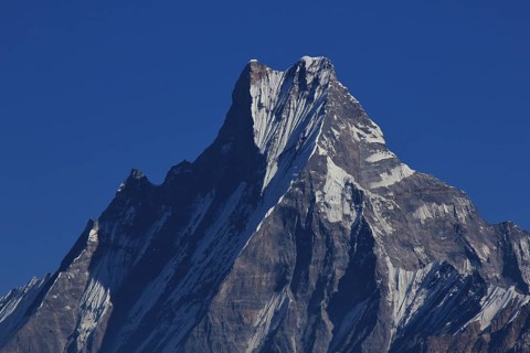 Mount Machapuchare, famous mountain of the Annapurna range, Nepal. View from Mohare Danda