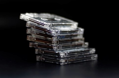 Stack of audio cassette tapes