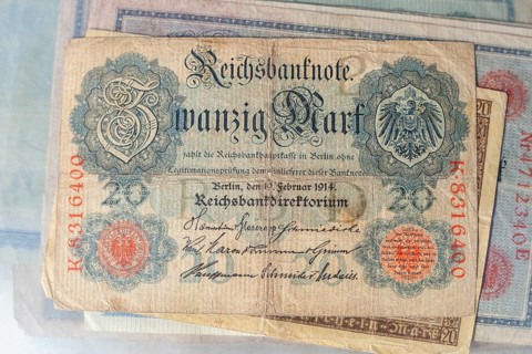 Historical banknote, Reichsbanknote, 20 Mark from 1914, German Reich, Germany, Europe