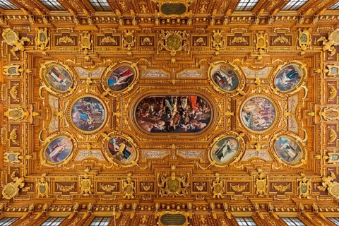 Ceiling painting in Augsburg City Hall, Bavaria, Germany, Europe