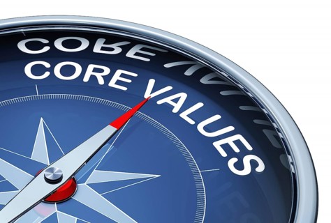 3D rendering of an compass with the word core values
