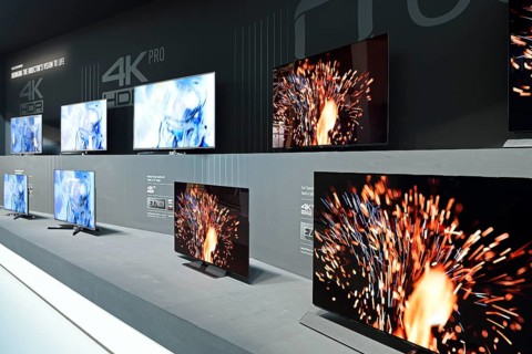 Panasonic flat screens at the IFA 2017 International Consumer Electronics Fair in Berlin, Germany,