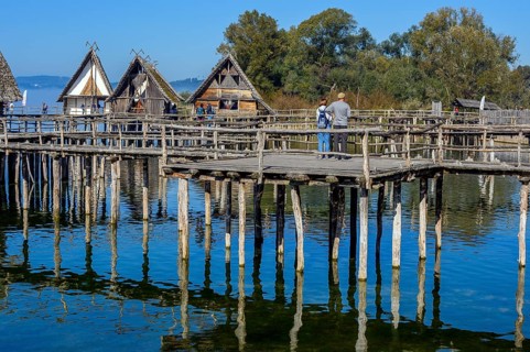 Pile dwellings on the shores of Lake Constance, a tourist attraction in the region and the oldest