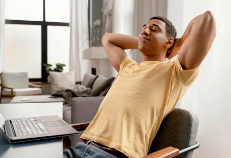Portrait man home relaxing