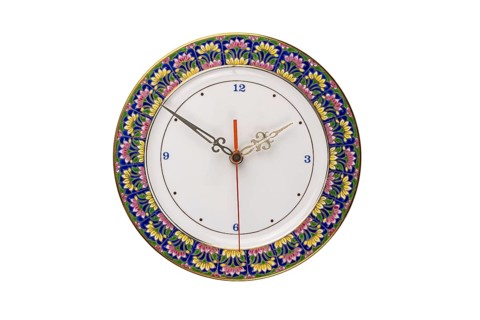 Benjarong clock, the beautiful souvenir of Thailand, design as a porcelain plate with five colors