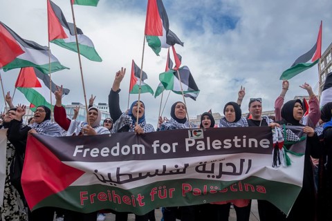 Germany, Berlin, 29 May 2024, Pro-Palestine demonstration, Alexanderplatz, Europe