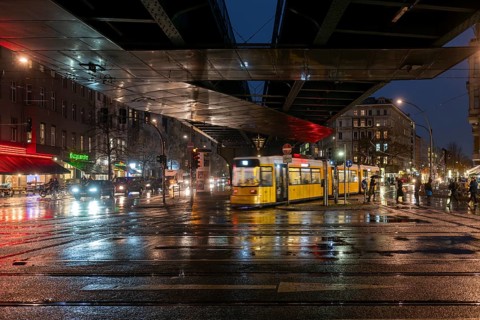 Germany, Berlin, 19.11.2024, Eberswalder Straße underground station, Schönhauser Allee, rainy