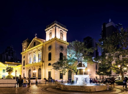 Portuguese old town colonial church square in central macao macau china