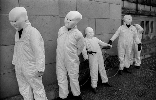 Germany, Berlin, 19.04.1991, student performance in protest against the closure of the art academy