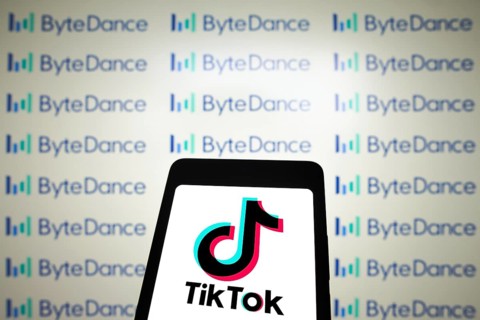 March 14, 2024, Brazil. In this photo illustration, the TikTok logo is displayed on a smartphone
