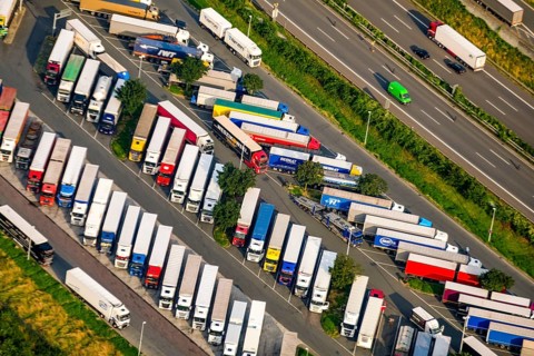 Resser Mark lorry service area on the A2 motorway, North Rhine-Westphalia, Ruhr region