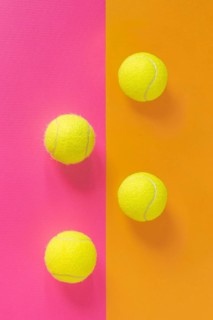 Top view new tennis balls