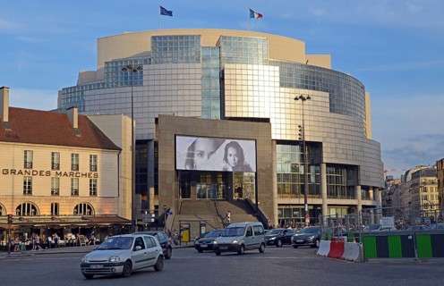 Opera Bastille, Place de la Bastille, towards evening, cars