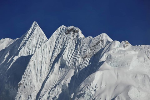 Mountain covered by glacier. Sharpe ridge. Scene in the Everest National Park Nepal