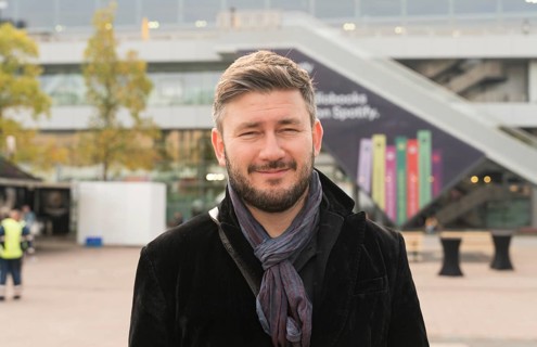 FRANKFURT AM MAIN, Germany, October 18 2023: Dmitry Glukhovsky (*1979, author) at the 75th