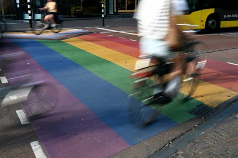 Rainbow pedestrian crossing, Utrecht, Netherlands